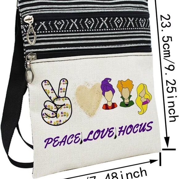 Witch Sisters Crossbody Bag Ethnic Pattern Adjustable Strap Small Zipper - Picture 2 of 7